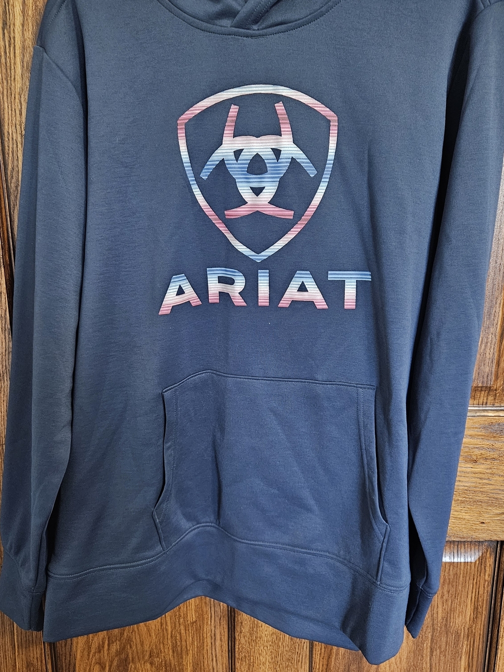 Ariat Navy Hoodie with Pink & Light Blue Logo
